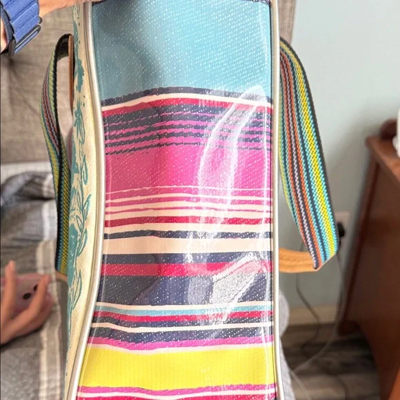 Stylish Cream Tote Bag with Multicolor Straps - Picture 3 of 3